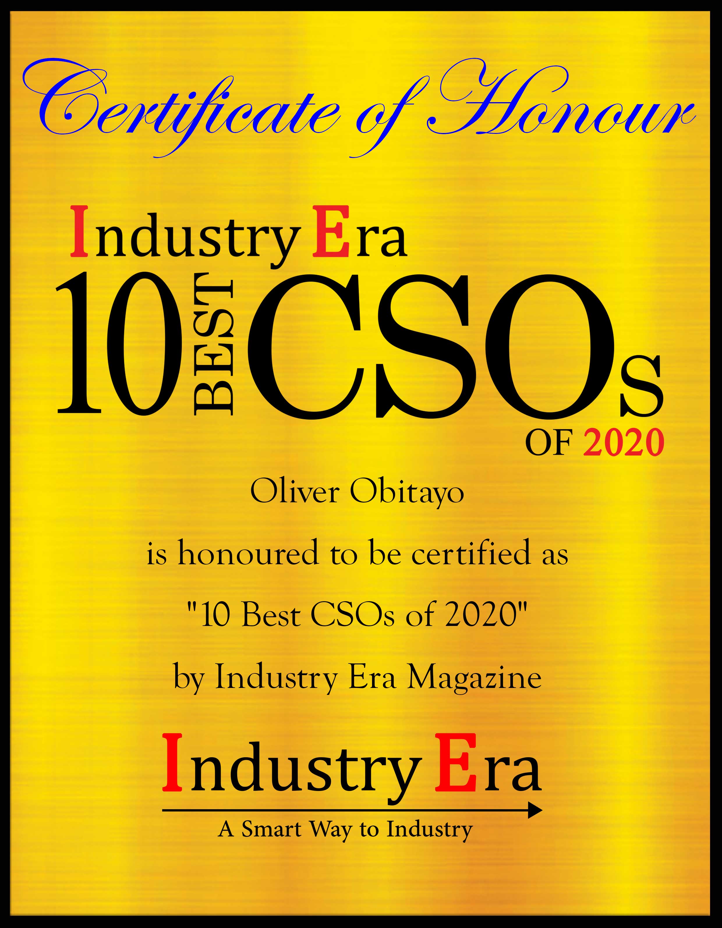 Oliver Obitayo, CSO of IDnow, Certificate
