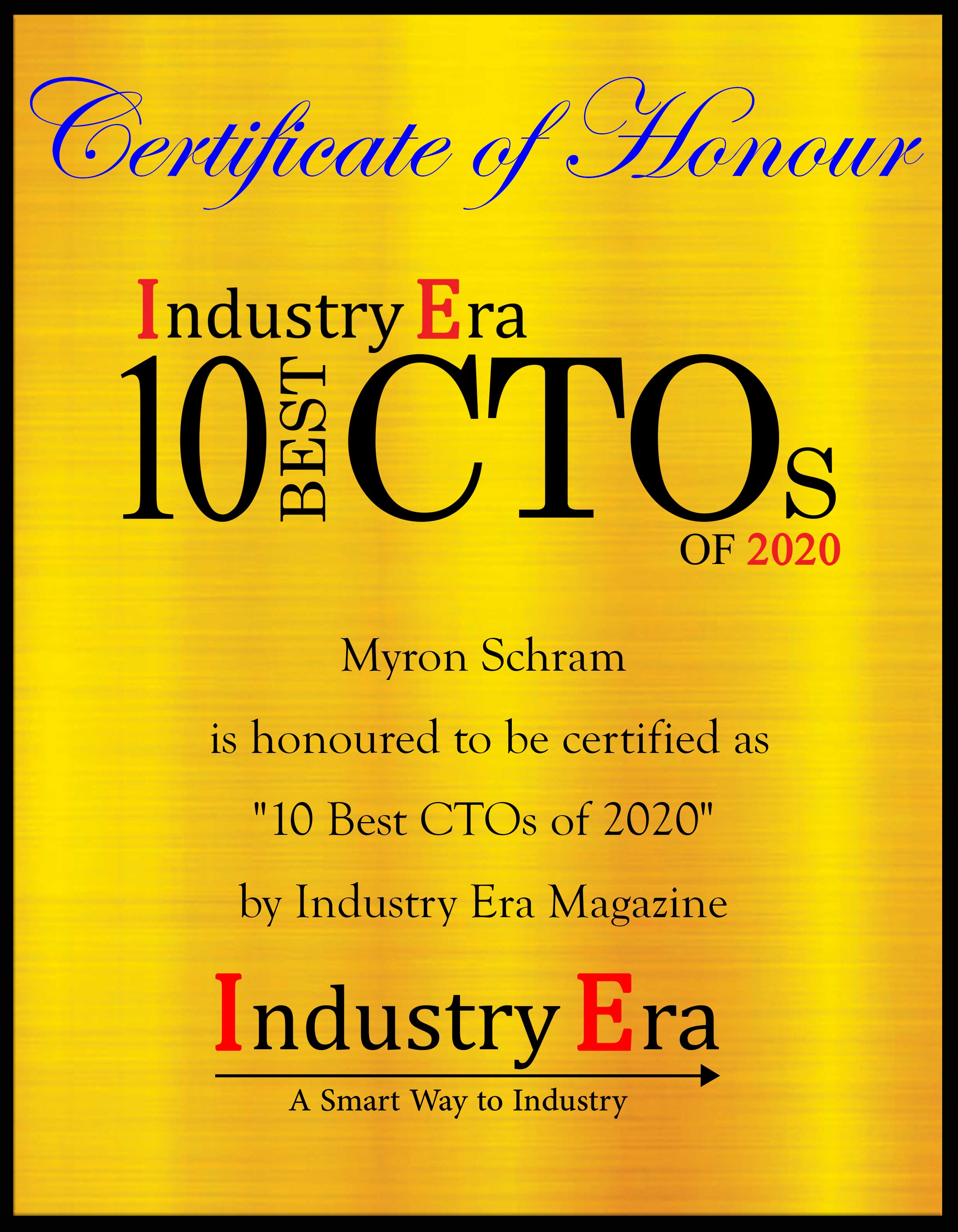 Myron Schram CTO IFM Restoration Certificate
