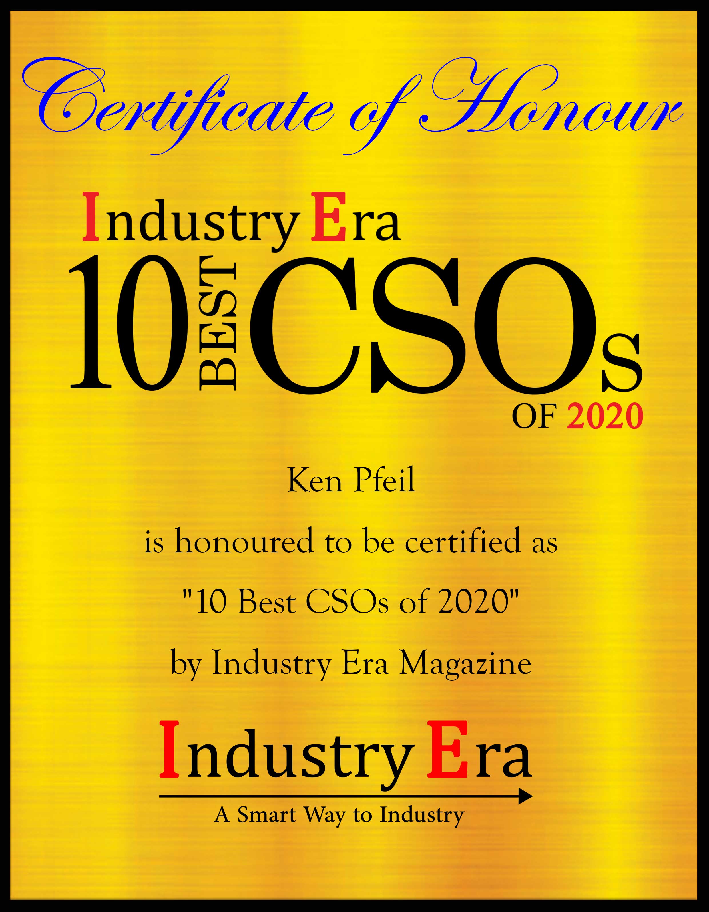 Ken Pfeil, Chief Security Architect and CSO for TechDemocracy, Certificate